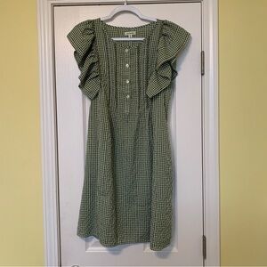 Green/White Gingham Check Dress. Adorable dress with ruffles. XL junior size?